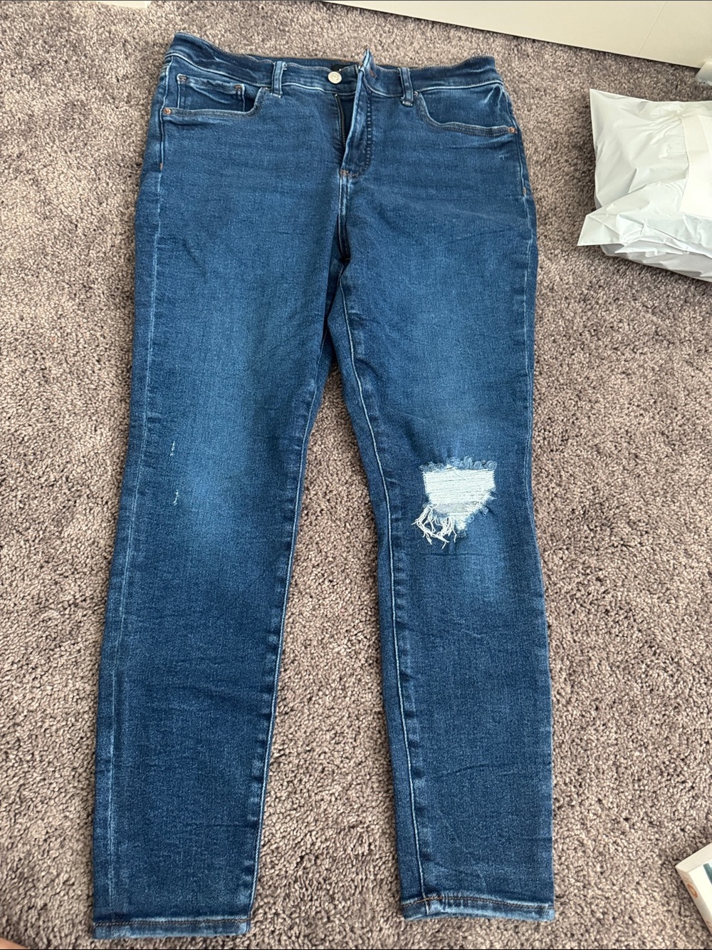 Express Women’s Distressed High-Rise Skinny Jeans - Dark Blue